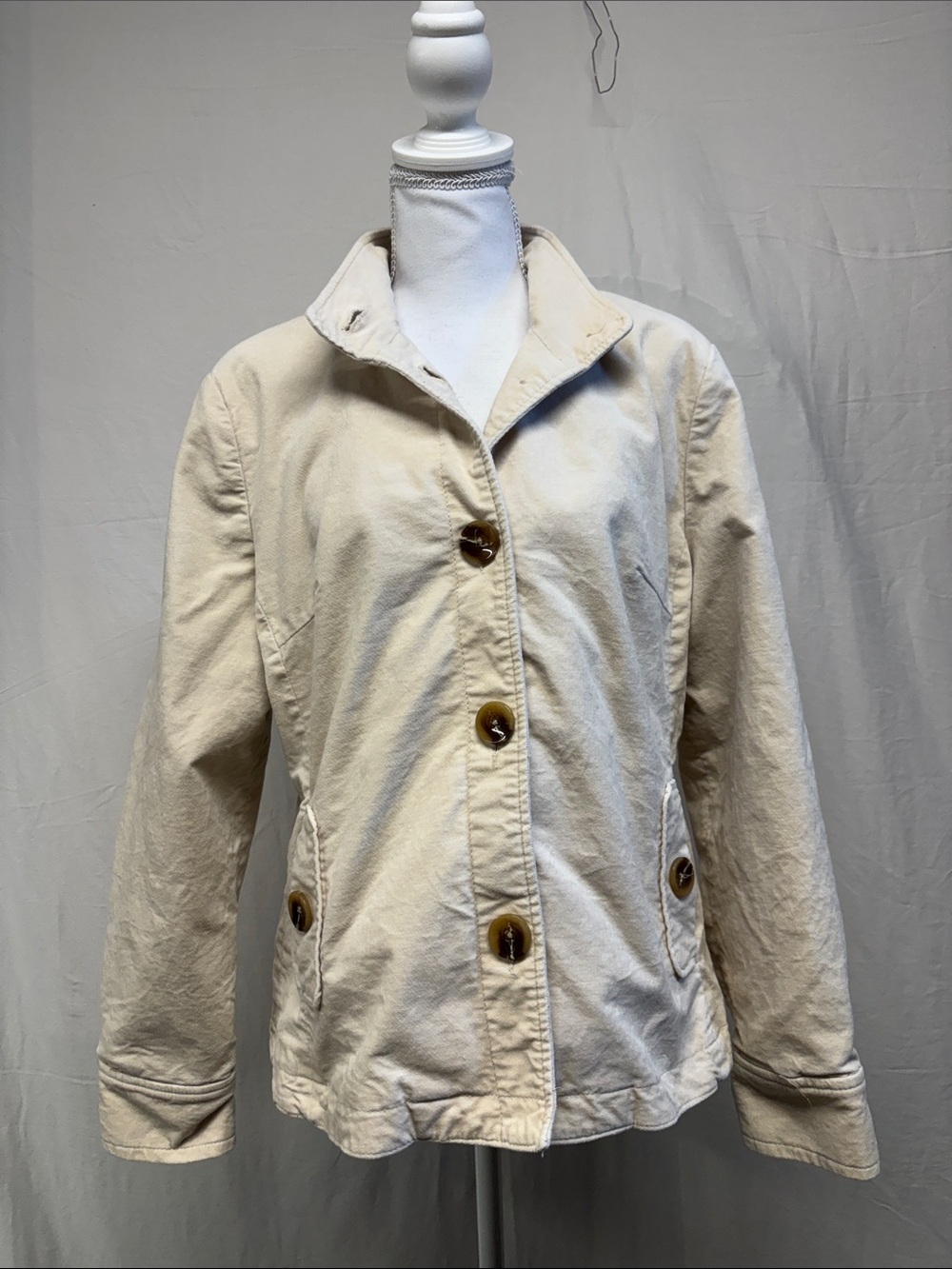 Women's Cream Jacket with Button Front - Picture 2 of 9
